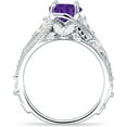 thumbnail image 6 of Round Split Shank Ring Amethyst Cubic Zirconia White Tone 925 Sterling Silver, Size 6, 6 of 7