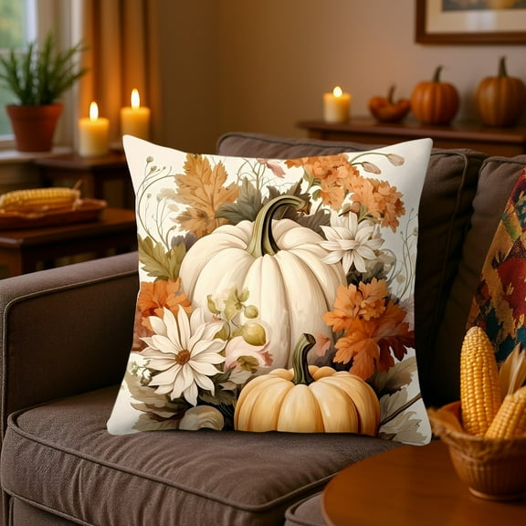 Hometravel Thanksgiving Pillow Cover, Fall Pumpkin Pattern Cushion Case, Seasonal Decorative Pillow Protector with Hidden Zipper