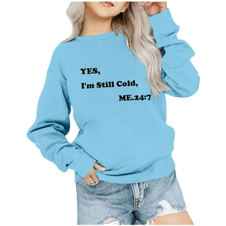 

LNWUY (1-12 Years) Children s Fashion Casual Printed Round Neck Skin-Friendly Comfy Breathable Long Sleeved Tops Light Blue 11 Years