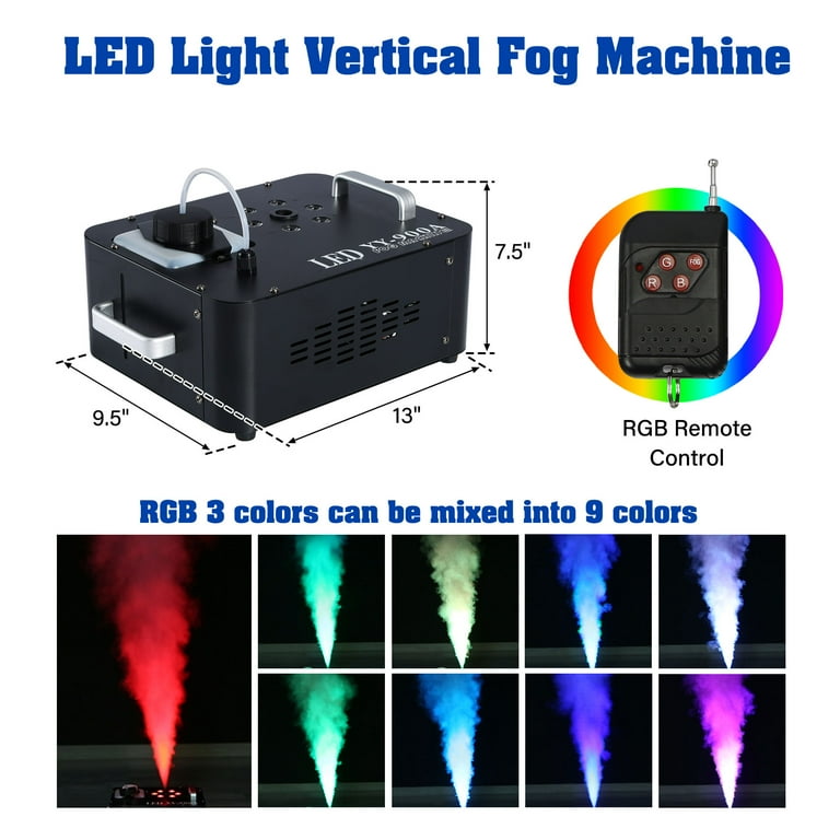 TCFUNDY Machine à brouillard avec 9 lumières LED, machine à fumée