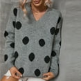 thumbnail image 5 of Aoochasliy Womens Sweaters Pullover V-neck Knitted Sweater Polka Dot Pullover Trendy Knitted Sweater Tops Blouse, 5 of 8