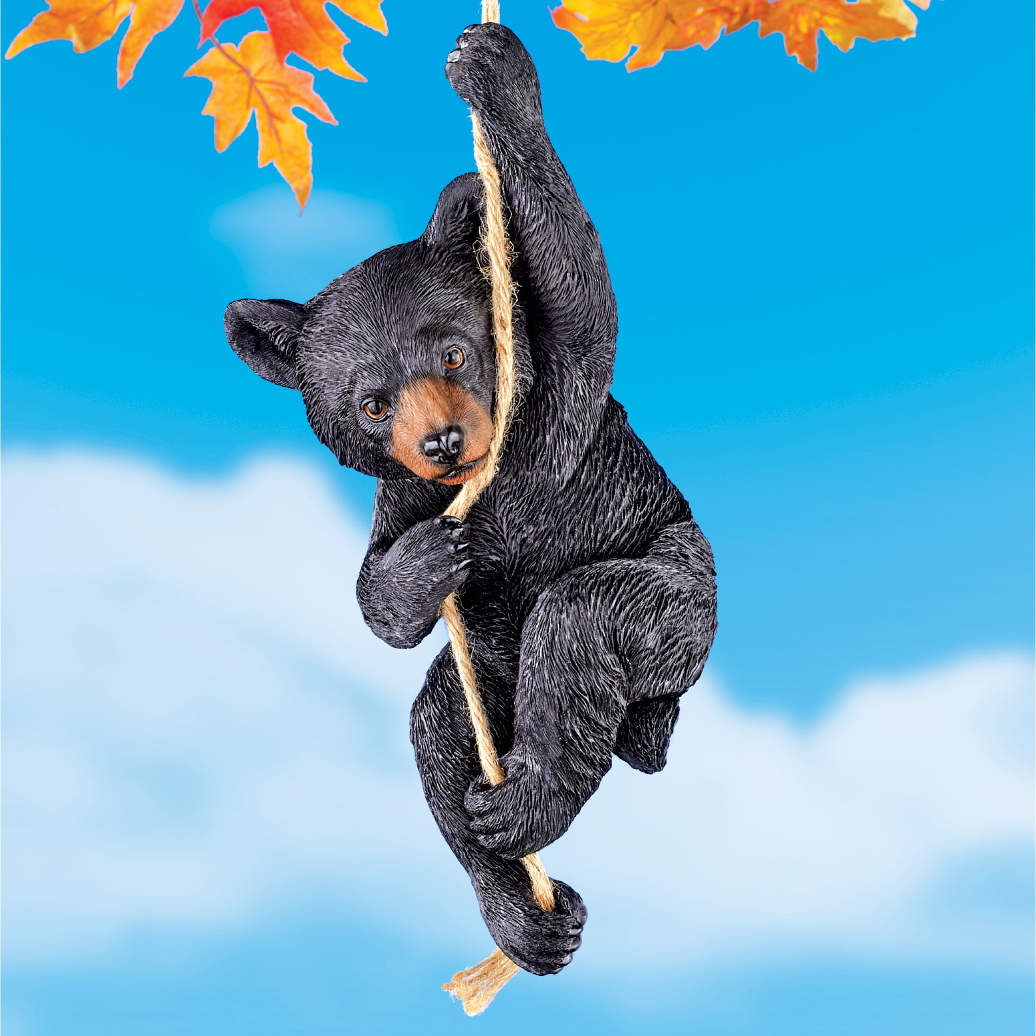 Swinging Bear on a Rope Garden Statue is Perfect to Hang From a Tree