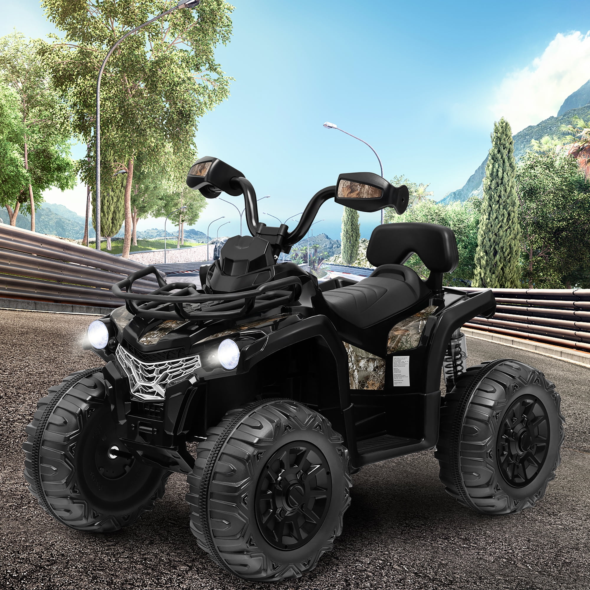 Costway 12V Kids Ride On ATV Electric 4-Wheeler Quad 2 Speeds with Mp3 & Headlights Black