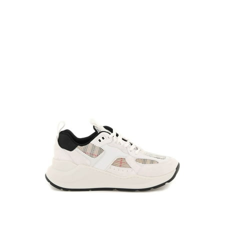

Burberry Smooth Leather And Suede Sneakers With Tartan Mesh Inserts Women