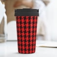 thumbnail image 6 of Gukieu Retro red and Black Houndstooth Print Insulated Coffee Cup, Portable Stainless Steel Vacuum Cup with Lid, Unisex, Suitable for Office, Cafe, Car, 6 of 8