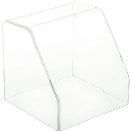 Plymor Clear Acrylic Slanted Front Display Case with No Base, 4" x 4" x 4"