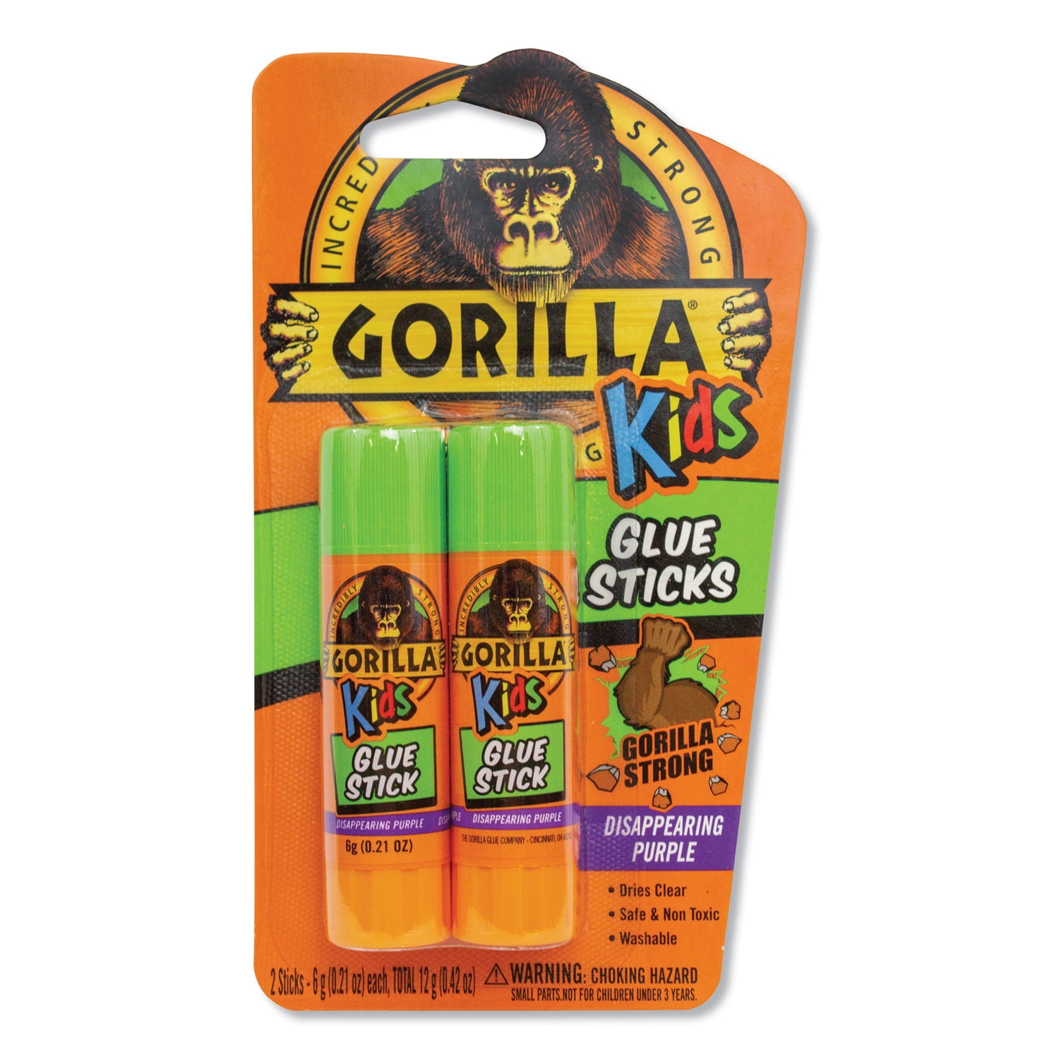 Gorilla Glue School Glue Sticks, 0.21 oz, Dries Clear, 2/Pack 2605208PK