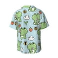 thumbnail image 2 of Vsdgher Cute Floral Frog Print Men's Wrinkle Free Untucked Cuban Shirt Business Casual Button Down Shirts Short Sleeve Shirt, 2 of 7
