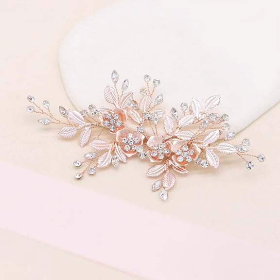 Wedding hair side combs clips for bride bridal hair accessories for women (Silver)