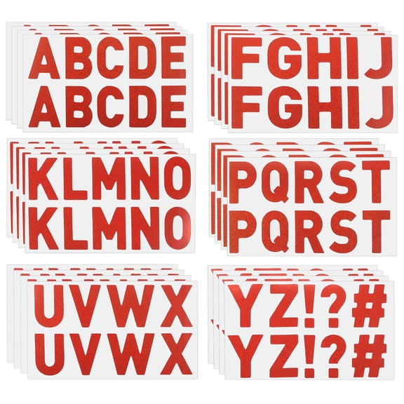Uxcell Letter Stickers, Self Adhesive Vinyl Large Alphabet Number Stickers for Arts DIY Craft Flash Red 24Pcs