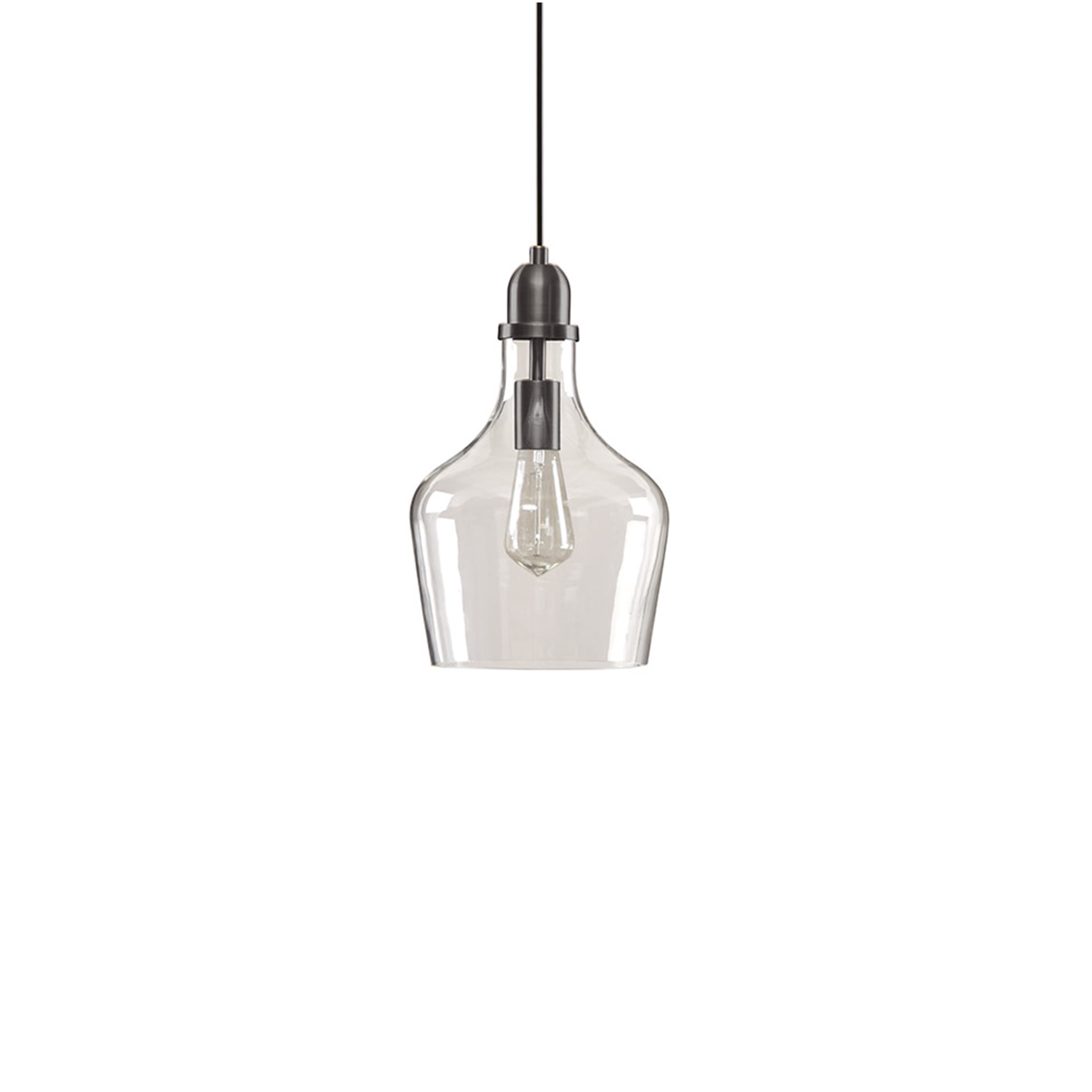 JERFIT Industrial Bronze Glass Pendant Light, Bell Shaped Ceiling Light Fixture with Adjustable Cord, Dimmable Hanging Light for Kitchen Island, Dining Room, Entryway