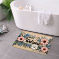 thumbnail image 3 of FJPT Welcome Floral Non Slip Flannel Polyester Floor Mat For Bathroom Kitchen Bedroom Decor 31.5x19.7 inch, 3 of 5