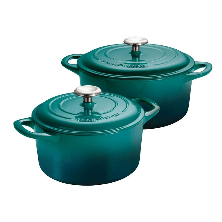 3.5 Qt Enameled Cast-Iron Round Dutch Oven - Teal - Tramontina US