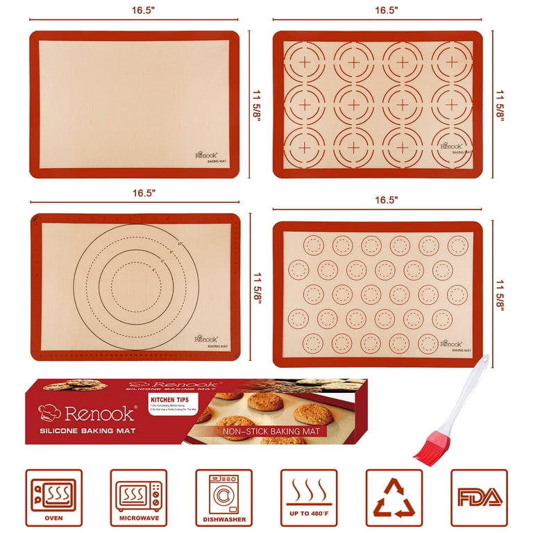 Hotpop Set of 4 Reusable Macaron Silicone Cookie Sheet Baking Mats
