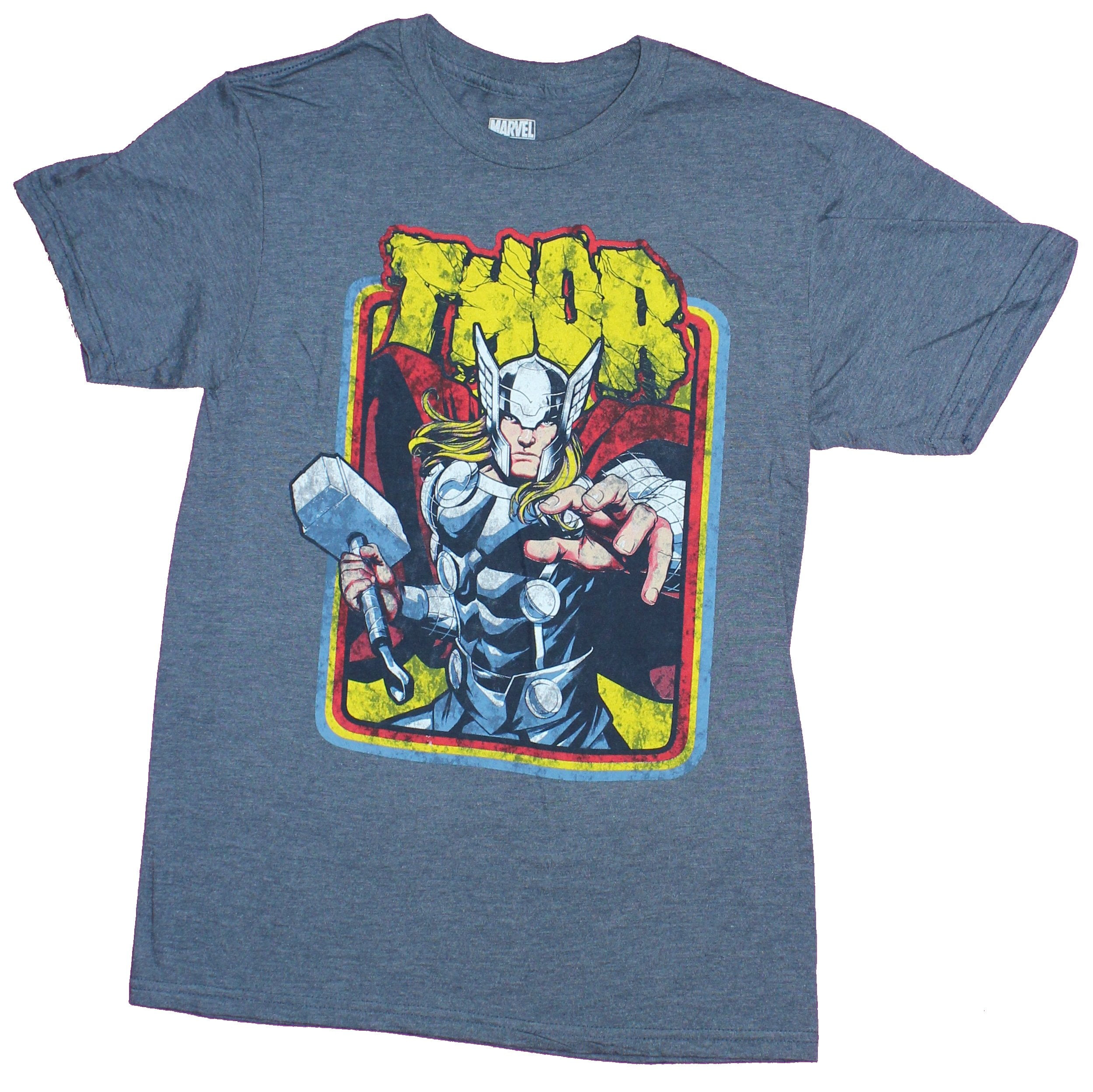 Thor Mens T-Shirt - Mighty Marvel Comic Hero in 3 Color Line Frame ...