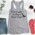 thumbnail image 2 of Don't Make Me Drop A House On You Tank Top, Ladies Racerback Tank Top, Cute Halloween Funny Witch Tank, Heather Gray, Medium, 2 of 3