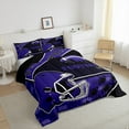 thumbnail image 3 of Manfei Baltimore King Size Comforter Sets,Football City Bedding Comforter Set,Purple Helmet Bedding Set,Super Cozy Room Decor Reversible,3-Piece, 3 of 8