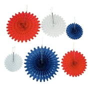 4Th Of July Hanging Tissue Fans - Party Decor - 12 Pieces