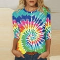 thumbnail image 2 of Htigea 3/4 Sleeve T-shirt for Women Trendy Tie-Dye Plus Size Blouse Summer Loose Fit Lightweight Tunics Tops Casual Outdoor Party Pullover, 2 of 5