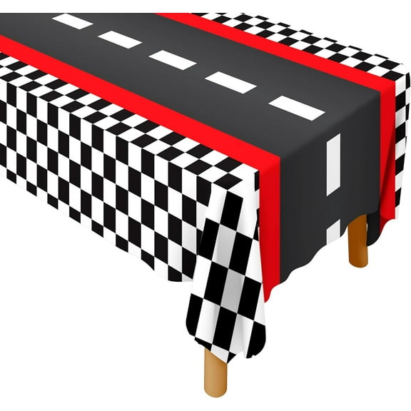 4E's Novelty 3-Pack Racecar Tablecloth Plastic Checkered Flag Party Supplies