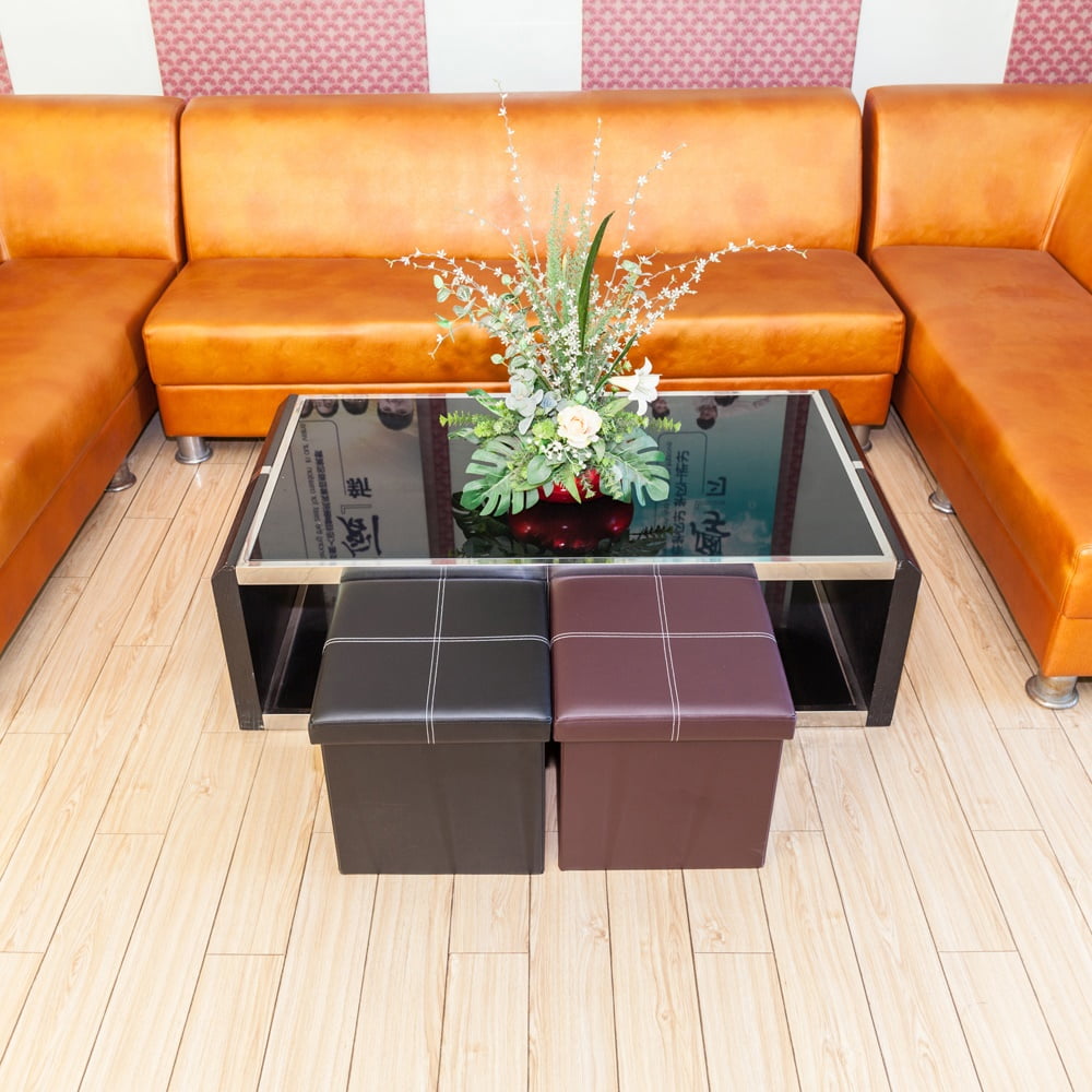 Lowestbest Leather Footstool, Classic and Durable Square Suitable for Small Storage Stool Toy Box in Multiple Locations, Brown Lowestbest Leather Footstool, Classic and Durable Square Suitable for Small Storage Stool Toy Box in Multiple Locations, Brown