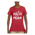 thumbnail image 2 of Wild Bobby, Faith Over Fear Psalm 118:6 White, Inspirational/Christian, Women Graphic Tee, Red, Medium, 2 of 3