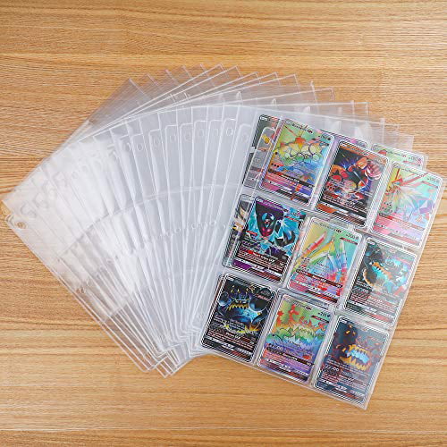 RETTACY Baseball Card Sleeve for 3 Ring Binder,9-Pocket Trading Card Sleeves for Pokemon Trading Cards,Baseball Cards 30 Pack 