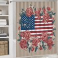 thumbnail image 4 of Shower Curtain Set 4 Piece include Shower Curtain and Rugs and Non Slip U Shaped Toilet Rugs Luxury Bathroom Decor America Flag Bloom, 4 of 5