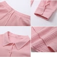 thumbnail image 4 of Women's Cotton Two Piece Button Down Long Sleeve Shirt Blouse and Shorts Set, 4 of 6
