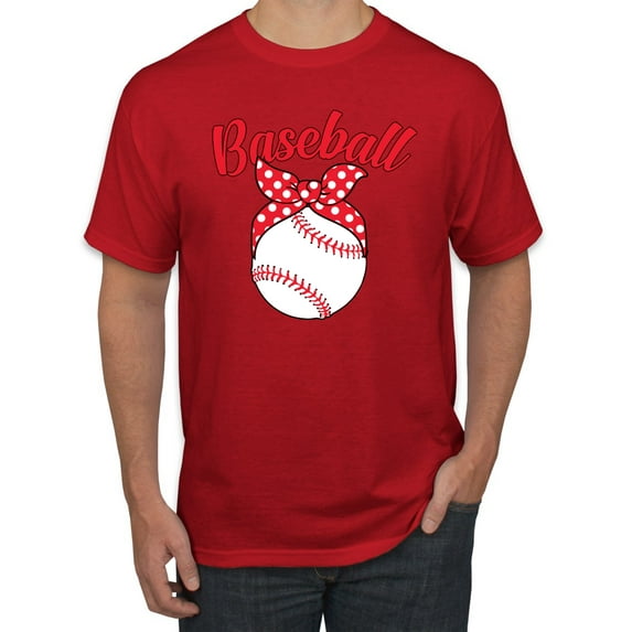 Wild Bobby, Cute Baseball Mom Ribbon Gift, Mother's Day, Men Graphic T-Shirt, Red, Medium