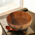thumbnail image 3 of HINTRMENT Bol à Soupe en Bois Bol de Service Rond Brun Clair pour 1Ensemble, 3 of 4