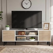 Homall Modern TV Stand for TVs up to 55'', Wood Entertainment Center with Storage Drawers & Cable Management for Living Room, White & Walnut