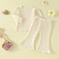thumbnail image 5 of Fsqjgq Baby Girl Clothes Toddler Girls Fall Winter Bell-Bottoms Outfits Long Puff Sleeve Sweatshirt Tops and Flare Pants 2pcs Clothing Sets 6-12 Months, 5 of 9