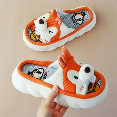 

CoCopeanut Cute Animals EVA Linen Slipper for Women Designer Lovely Corgi Autumn Cartoon Home Shoes Slides Thick Sole Couples Men Sandals