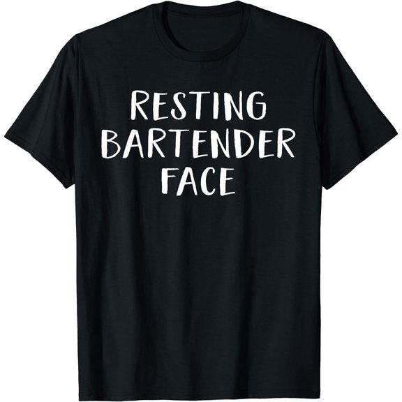 Funny Bartending Gift Apparel Resting Bartender Face T-Shirt Black 3X-Large