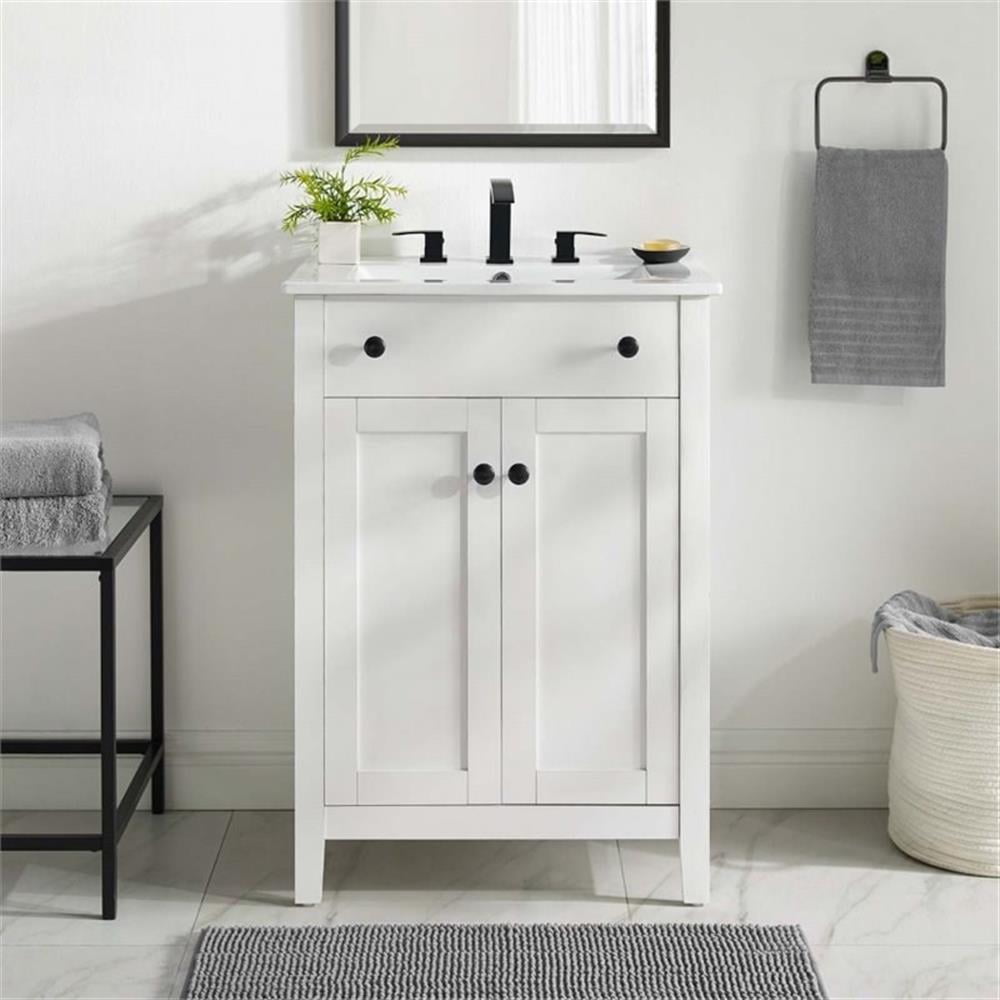 Modway Nantucket 24" Modern Wooden Bathroom Vanity in White Finish