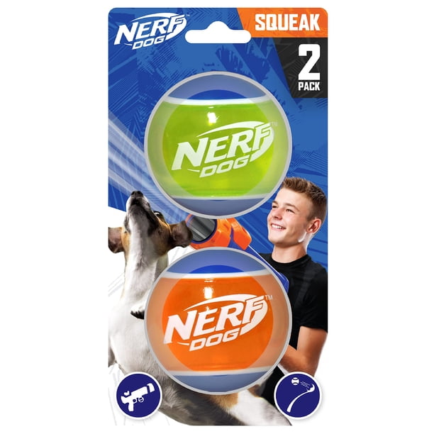 Pelota de Tenis de Goma para Perro Nerf Dog que Chilla, Duradera, 2.5 cm, Paquete de 2