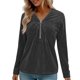 thumbnail image 1 of Blusas de Manga Larga para las Mujeres Cremallera de Cuello en V Delantera Color Sólido Top de Moda Casual, Tops de Color Sólido para las Mujeres, 1 of 9
