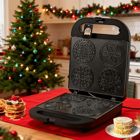 2 * 4" Pizzelle Maker Machine, Mini Non-stick Electric Pizzelle Cookie Baker Makes 4 Mini Cookies atOnce - Fun Baking Supplies for Holiday, Party, Treat