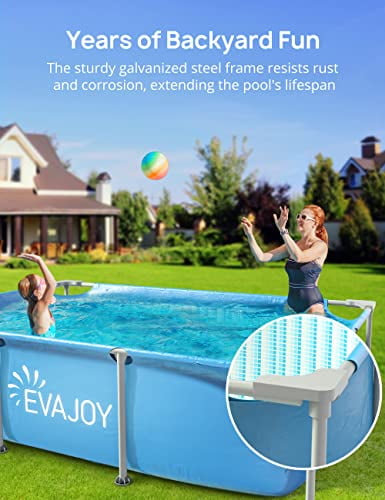 EVAJOY 85in x 23in x 59in Metal Frame Swimming Pool - Blue/Gray