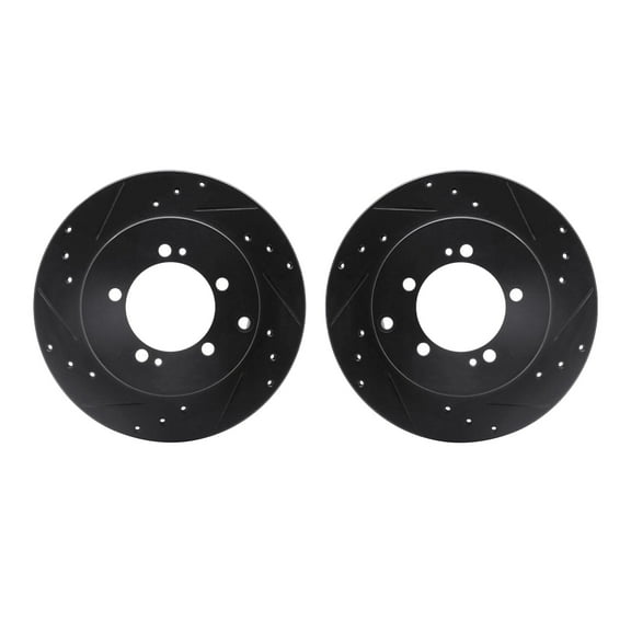 Dynamic Friction Company Rear Brake Rotors-Drilled and Slotted-Black 8002-72048