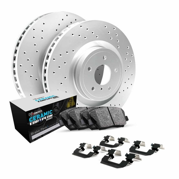 R1 Concepts Front Brakes and Rotors Kit |Front Brake Pads| Brake Rotors and Pads| Euro Ceramic Brake Pads and Rotors| Hardware Kit|fits 2010-2011 BMW X6