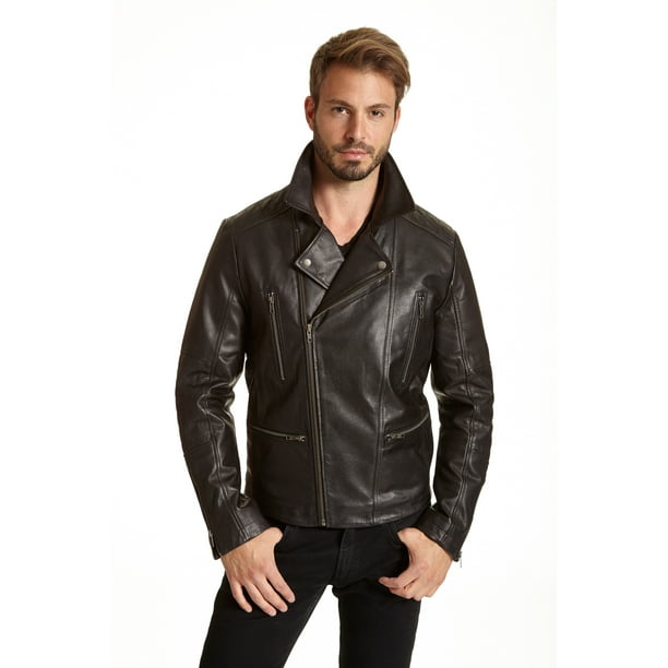 Excelled - EXcelled Men's Big and Tall Leather Moto Jacket - Walmart ...