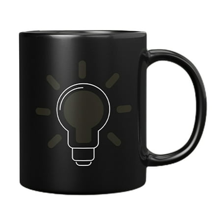 

LINASHI Water Mug 330ml Color Changing Ceramic Mug Battery Heart Thermometer Brain Bulb Pattern Coffee Tea Mug Temperature Color Changing Heat Cup Birthday