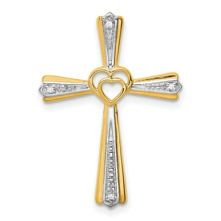 Roy Rose Jewelry 14K Yellow Gold .012-Carat Diamond Accent Cross Pendant