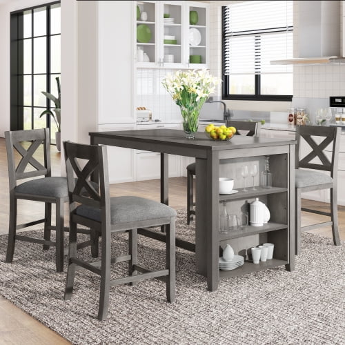 Rustic Farmhouse Dining Room, Rustic Counter Height Kitchen Table Set