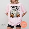 thumbnail image 2 of Creepin’ It Real Halloween T-Shirt – Funny Cool Ghosts & Pumpkin Graphic Tee for Spooky Season Lovers, 2 of 6