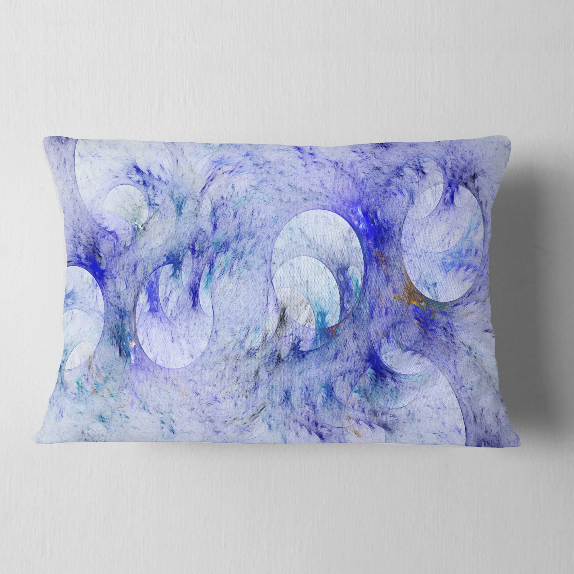 Designart Light Blue Fractal Glass Texture - Abstract Throw Pillow - 12x20
