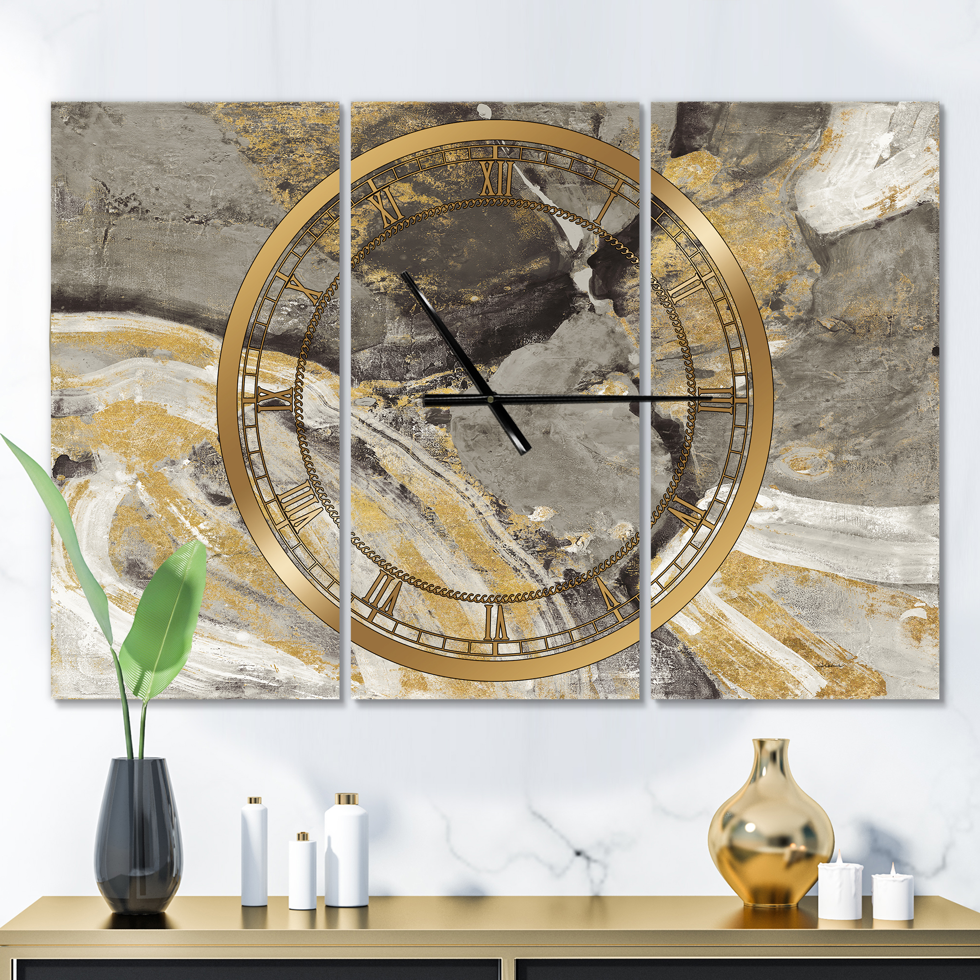 Designart 'Glam Phoenix Neutral' Modern Wall Clock
