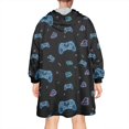 thumbnail image 2 of Wearable Oversized Blanket,Neon Controllers Games Icons Black Pattern Wearable Blanket Hoodie for Adults,Cozy Hooded Blankets with Super Pockets,Super Warm Fuzzy Pullover for Women & Men, 2 of 6